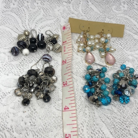 Bundle lot 4 boho style cluster beaded earrings - Picture 5 of 5